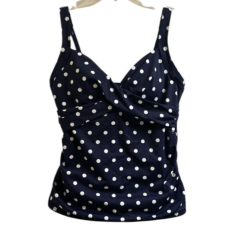 Lands End Tummy Control V-Neck Wrap Underwire Tankini Swim Top Size 6P